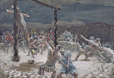 The Raising of the Cross, illustrasjon for The Life of Christ, ca. 1886-94 (wc & gouache på papp)