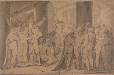 Kroppen til Lucretia utsatt for romerne