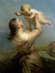 Hun ser og ser igjen og igjen med ny glede. Maleri av James John Hill (1811–1882).