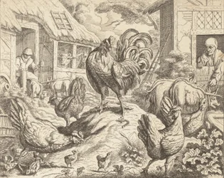 Hanen og edelstenen, fra Æsops fabler, ca. 1760.