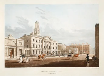 Liggende sykehus, Dublin, 1795 (håndfarget gravering)
