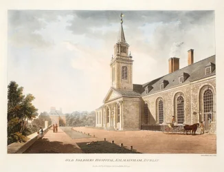 Old Soldiers Hospital, Kilmainham, Dublin, 1794 (håndfarget gravering)