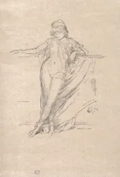 Liten drapert figur som lener seg