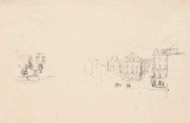 To prøveskisser: A. Grand Rue, Dieppe; B. Et interiør
