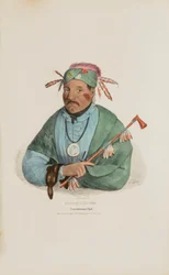 SNAKK-OM-MIS-SE; Pottowattomie-høvding, fra The Aboriginal Portfolio