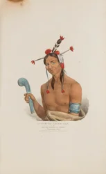 O-CHE-NA-SHINK-KAD eller mannen som står og slår; En Winnebago-høvding, fra The Aboriginal Portfolio