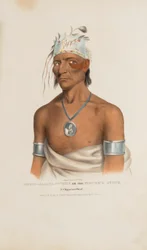 SHING-GAA-BA-W#39;OSIN eller Figurens stein; Chippewa-høvding, fra The Aboriginal Portfolio