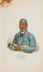TENS-QUA-TA-WA eller Den som åpner døren; Shawnesisk profet (bror av Tecumthe), fra The Aboriginal Portfolio