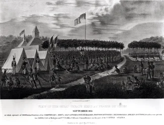 Utsikt over den store traktaten holdt på Prairie du Chien, Wisconsin, september 1825, fra 