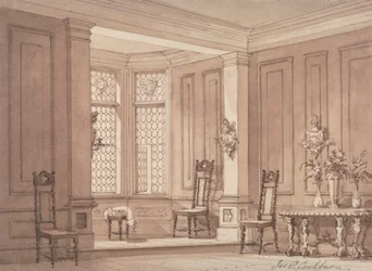 Hall i et gotisk herskapshus