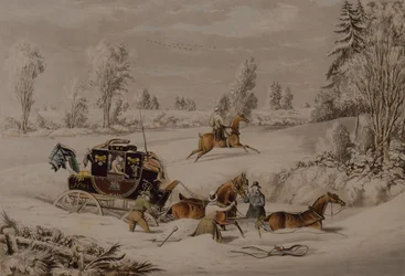 Posttreneren i en driv av snø