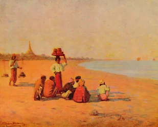 On the Banks of the Irrawaddy - Waiting for the Steamer, 1913