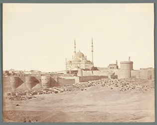 Egypt. Kairo. Oversikt over citadellet med Muhammad Alis alabastmoské (1830-1848)
