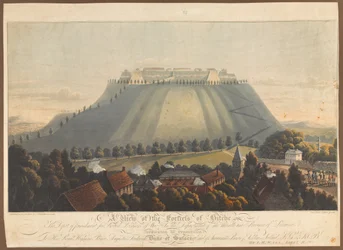 Utsikt over festningen Bitche. Et depot for straff for britiske krigsfanger, 1799