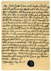 Brev fra James Edward Stuart til Simon Fraser, Lord Lovat, St Germains, 3. mai 1703.