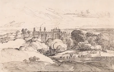 Lea Castle sett ovenfra skogen