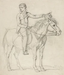 Lord Stanhope (1753-1816) som en gutt som rir på en ponni (blyant på papir)