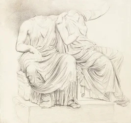 Studie av to hodeløse klassiske statuer