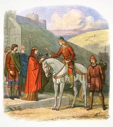Edward the Martyr ankommer Corfe, Dorset, 978 1864