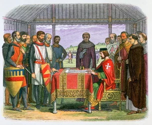 Illustrasjon av kong John som signerer Magna Carta, 1800-tallet