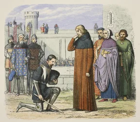 Møte med Richard II og Henry Bolingbroke der Henry krever tronen, fra A Chronicle of England BC 55 til AD 1485, pub. London