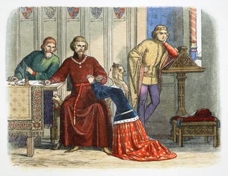 Dronning Anne går i forbønn med Gloucester og Arundel for Sir Simon de Burley, 1388 1864