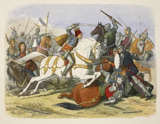 Richard III på Bosworth Field, 22. august 1485, fra A Chronicle of England BC 55 til AD 1485, pub. London, 1863