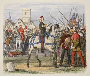 Richard overtar kommandoen til opprørerne i Bondeopprøret, fra A Chronicle of England BC 55 til AD 1485, pub. London
