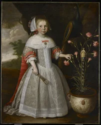 Portrett av en ung jente med nelliker, ca. 1663
