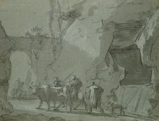 Shepherds in Front of an Archway, ca. 1650-52 (indisk blekk og kritt på papir)