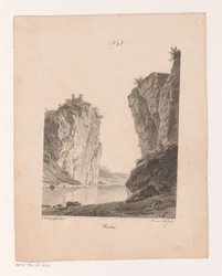 Rotsen langs het vann Bergarter (tittel på objekt) Prinsipper for landskap hentet fra naturen og utført på stein (serietittel)