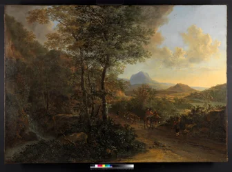 Italiensk landskap, med Monte Sokrate, 1635-1641