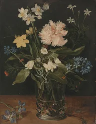 Stilleben med blomster i et glass Stilleben med blomster i et glass