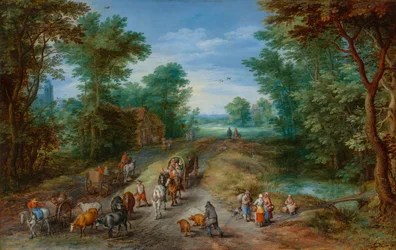 Skoglandskap med reisende, 1610.