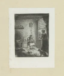 Interiør setter lezende mann The Compleat Work of Etchings av John Chalon / Oeuvre Complette des Eaux Fortes av Jean Chalon (serietittel)