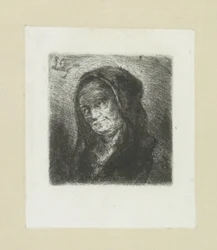 Oude woman met black sluier The Compleat Work of Etchings av John Chalon / Oeuvre Complette des Eaux Fortes av Jean Chalon (serietittel)