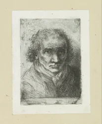 Volwassen man met sjaal The Compleat Work of Etchings av John Chalon / Oeuvre Complette des Eaux Fortes par Jean Chalon (serietittel)