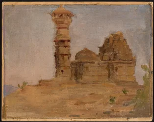 Forlatt antikt tempel i Chittorgarh. Fra en reise til India