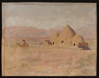 Monument på en kirgisisk grav i steppen. Fra en reise til Turkestan