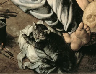 The Holy Family around a Fire, ca. 1532-33 (panel) (detalj av 77334)