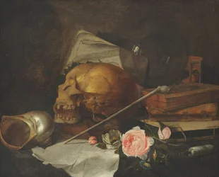 Stilleben med hodeskalle, ca. 1650 (olje på lerret)