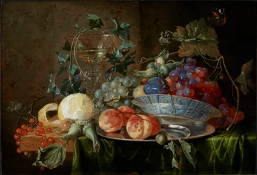 Stilleben med frukt og et glass à la mode de Venise, ca 1652.