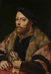 En mann som holder en hanske, ca 1532