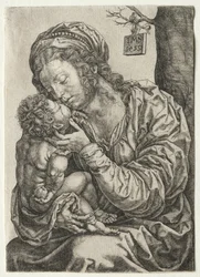 Jomfruen sitter ved foten av et tre, 1522.