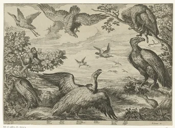 Verschillende vogels en een aap   1373410   no       norwegian Successfully Translated  Original: Christ crucified between the two thieves, the three Marys at the foot of the cross, 1612. Translat: Christ crucified between the two thieves, the three Marys 
