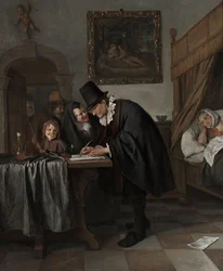 Doktorbesøket, ca. 1665 (olje på tre)