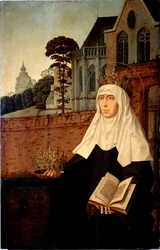 Saint Elizabeth of Portugal kjent som Saint Isabella of Aragon (1271-1336) Detalj. Maleri på tre av Jan Provost (ca. 1465-1529) Dim. 140x90 cm Genes, Galleria di Palazzo Bianco