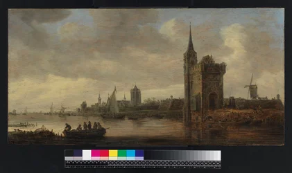 Elvelandskap med båter, før 1656