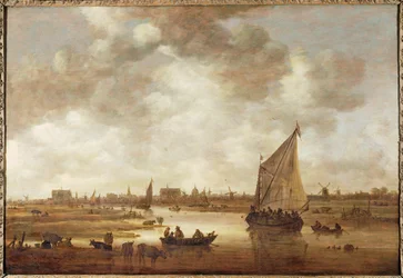 Utsikt over Leiden, Nederland, fra nordøst (olje på tre)