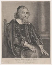 Portrett av Ephraim Bonus, lege, 1600-tallet.